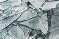 Broken glass is scattered a lot. Glass shards. Insurance, Damage, decline, destruction, vandalism, crime concept Royalty Free Stock Photo