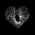 Broken glass in the shape of heart on black background Royalty Free Stock Photo