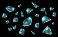 Broken glass shards isolated on black background Royalty Free Stock Photo