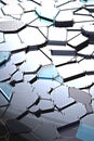 Broken glass with sharp pieces over black background Royalty Free Stock Photo