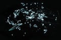 Broken glass with sharp Pieces over black in collection Royalty Free Stock Photo