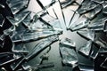 broken glass tabletop with a diffused light background