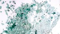 Broken glass texture in green tones with white background. simulates being an aerial map