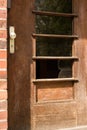 Broken glass window in door - crime, robbery, home invasion, aba Royalty Free Stock Photo
