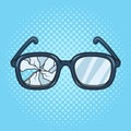 broken glasses comic book pop art vector