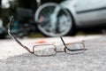 Broken glasses of a victim Royalty Free Stock Photo