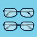 Broken glasses. Vector illustration flat design. Isolated on background. Old break glasses.