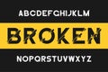 Broken glitch font. Modern sans-serif alphabet with distortion. Vector font with broken. Royalty Free Stock Photo