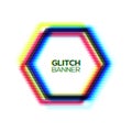 Broken glitch hex sign of rgb cmyk colors channel.