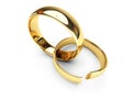 Broken gold wedding rings Royalty Free Stock Photo