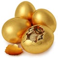 Broken golden egg Royalty Free Stock Photo
