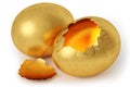 Broken golden egg Royalty Free Stock Photo
