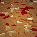 Broken golden glass with sharp pieces over background