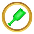 Broken green bottle as weapon vector icon