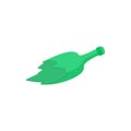 Broken green bottle icon, cartoon style