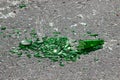 Broken Green Glass car window ground Royalty Free Stock Photo