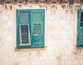 Broken green shutter Royalty Free Stock Photo