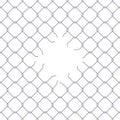 Broken grid fence. Ripped metal netting enclosures, break chain link net jail, cut hole in mesh fencing curved wire bars Royalty Free Stock Photo