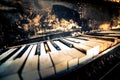 Broken grunge old piano keys close up Royalty Free Stock Photo