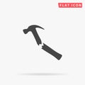 Broken Hammer flat vector icon. Hand drawn style design illustrations