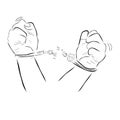 broken handcuff, man under arrest, simple vector hand draw sketch doodle, simple illustration Royalty Free Stock Photo