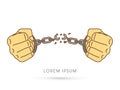 Broken handcuffs graphic vector Royalty Free Stock Photo