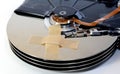 Broken hard drives with a band-aid Royalty Free Stock Photo