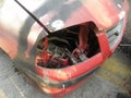 Broken headlamp of abandoned car Royalty Free Stock Photo