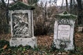 Broken Headstones on Old Abandoned Cemetery