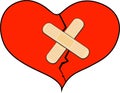 Broken heart with bandage