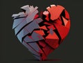 A broken heart being pieced back together representing the process of recovering from envy. Art concept. AI generation