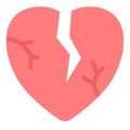 Broken heart or break relationship single isolated icon with flat style