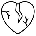 Broken heart or break relationship single isolated icon with outline style Royalty Free Stock Photo