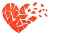 Broken heart breakup concept separation and divorce icon. Red cr Royalty Free Stock Photo