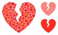 Broken heart Mosaic Icon of Humpy Items Royalty Free Stock Photo