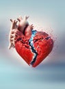 Broken heart concept. Cardiovascular attack, cardiology stroke medical problems Royalty Free Stock Photo