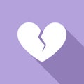 Broken heart with crack in the middle valentine`s day icon. Royalty Free Stock Photo
