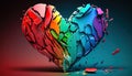 Shattered Rainbow Heart: Symbolizing Resilience and Renewal in the LGBT Community - Generative AI