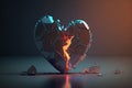 Broken heart on a dark background. 3d render illustration. Royalty Free Stock Photo