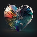 Broken heart on a dark background. 3d render. Vector illustration Royalty Free Stock Photo