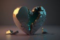 Broken heart on a dark background. 3d rendering. Broken heart Royalty Free Stock Photo