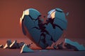 Broken heart on a dark background. 3d rendering, 3d illustration. Royalty Free Stock Photo