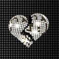 Broken heart disco ball in grey isolated on transparent background