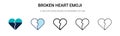 Broken heart emoji icon in filled, thin line, outline and stroke style. Vector illustration of two colored and black broken heart Royalty Free Stock Photo