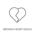 Broken heart emoji linear icon. Modern outline Broken heart emoj Royalty Free Stock Photo