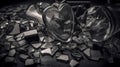 Broken Heart Glass Object, Made with Generative AI