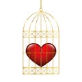 Broken heart in a golden cage Royalty Free Stock Photo