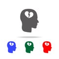 a broken heart in the head icon. Elements of psychological disorder in multi colored icons. Premium quality graphic design icon. S Royalty Free Stock Photo