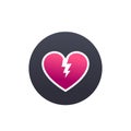 Broken heart, heartbreak vector round icon