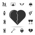 Broken heart icon. Love or couple element icon. Detailed set of signs and elements of love icons. Premium quality graphic design.